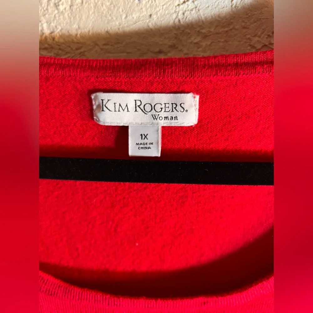 Kim Rogers Red Crochet Sweater 1X holiday